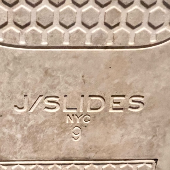 J/SLIDES Sz 9 Cream Leather & Silver Metallic Calfhair Sneakers Exc Cond - Picture 5 of 9